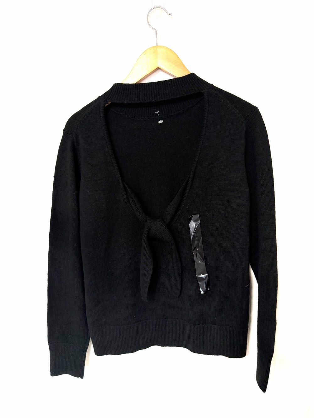Banana Republic Black V-Neck Tie-Front Sweater
